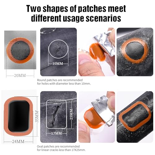 Bike Tire Patch Kit 35 pcs with Patch Patches, Vulcanizing Fluid, Rasp & Levers