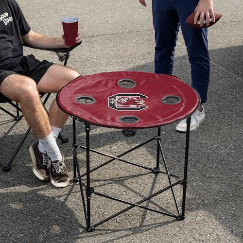 South Carolina Gamecocks Portable Tailgating Table with Foldable Legs & Cup Holders