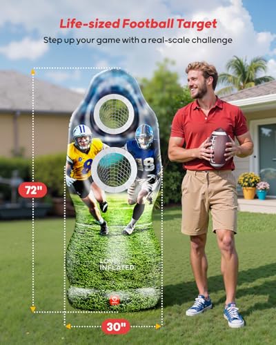Inflatable Football Target with Water-Filled Base - Dual Pocket Design