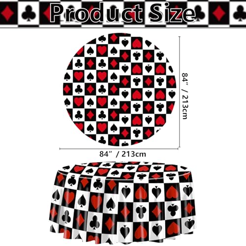 3-Piece Casino Tablecloth Set - Round Poker Table Covers, 84 x 84 Inch