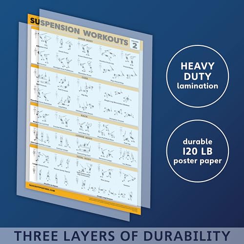 Palace Learning 4 Pack Suspension Workout Posters Volume 1–3 + Bodyweight Chart (Laminated, 18x24)