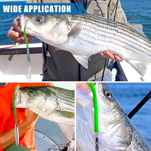 Diamond Jigs Saltwater Fishing Lures 3oz (3 Colors) Tube Tail Teaser, Stainless Steel Hook