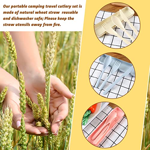 Jinei Bright Reusable Travel Utensils Set with Case Wheat Straw Eco-Friendly