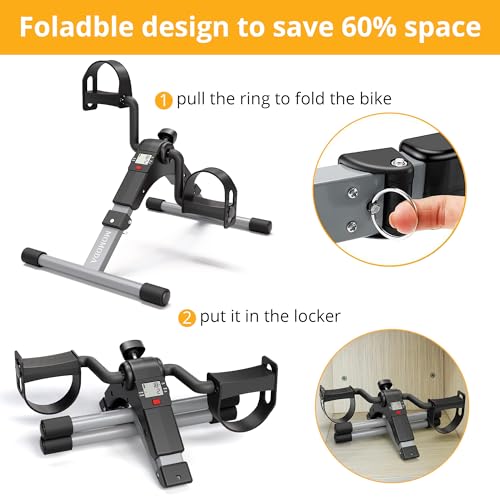 Foldable Pedal Exerciser for Desk - Arm and Leg Exercise Bike with LCD Monitor