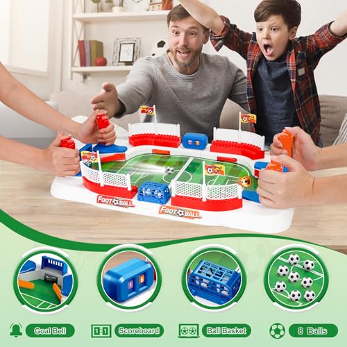 Mini Foosball Table - Indoor Soccer Game with Dual Flipper Controls & 3cm Fences