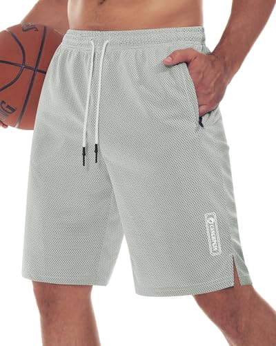 Men's Basketball Shorts 9" Quick-Dry Athletic Gym Shorts with Zipper Pockets