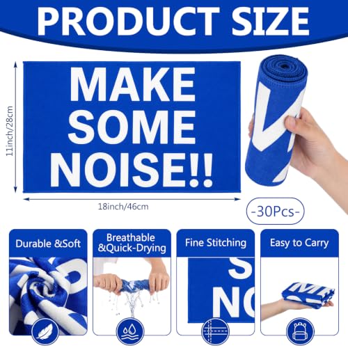 30 Pack Rally Towels - Navy Blue Make Some Noise Cheer Towels