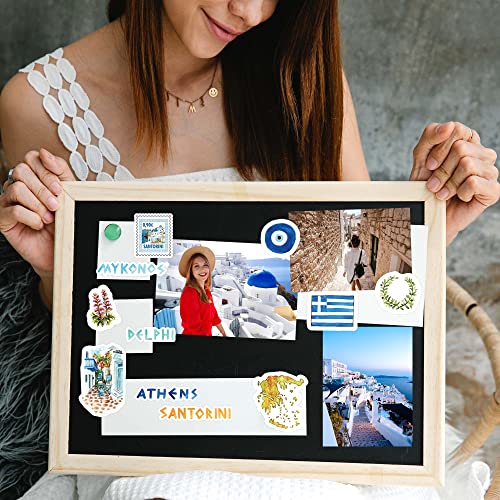 Navy Peony Greece Travel Stickers for Journals - Watercolor Waterproof Decals, 29 Pieces, Greek Landmarks & Culture - Travel Journal Edition