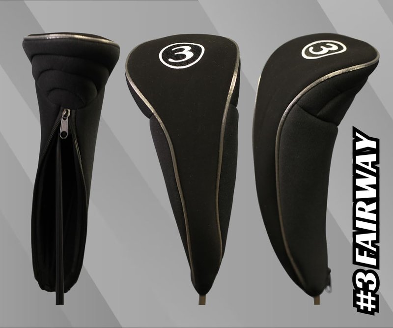 Black Golf Zipper Head Covers 3 5 7 Fairway Woods Headcovers Metal Neoprene Traditional Plain Protective Covers Fits All Fairway Clubs