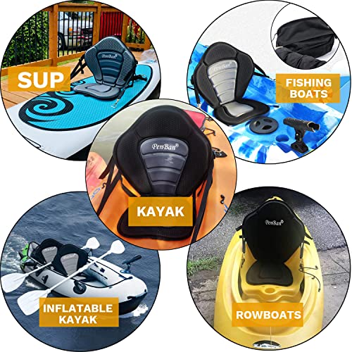 Deluxe Kayak Seat Cushion with Storage Bag - Black/Gray