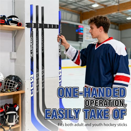 Hikeen 1pc Hockey Stick Wall Mount Organizer, 6-Stick Display & Secure Clamp