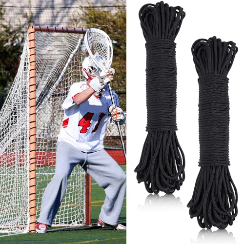 92ft Lacrosse Goal Net Lacing Cord - Durable Polyester - Black
