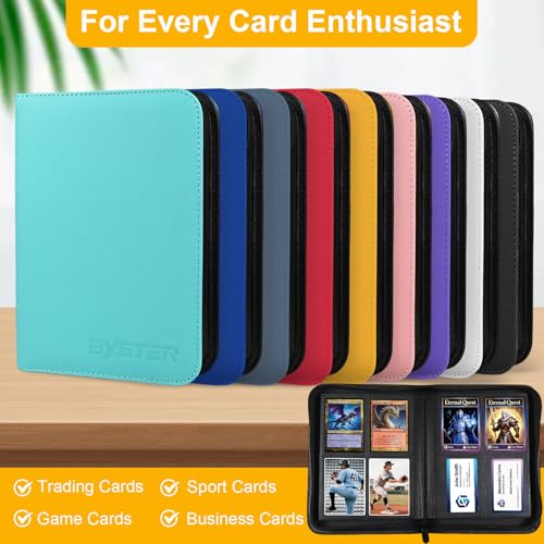 Yellow 4 Pocket Card Binder by BYSTER, 160 Capacity, Waterproof PU Cover