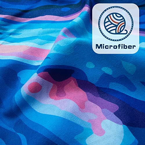 2 Pack Oversized Microfiber Beach Towels - Sunset Beach 70x35" and 63x32" Quick Dry Sand-Free Travel Towels