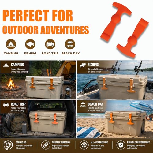 Poweka Orange Cooler Latches Replacement for Yeti & RTIC, 2 Pack, Durable Rubber