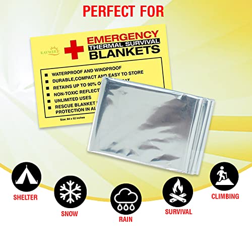 Emergency Thermal Survival Blankets - 84x52, 4 Pack Mylar Sheets