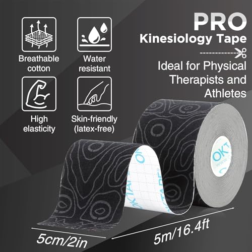 Kinesiology Tape Roll - Elastic Physical Therapy Tape, Black