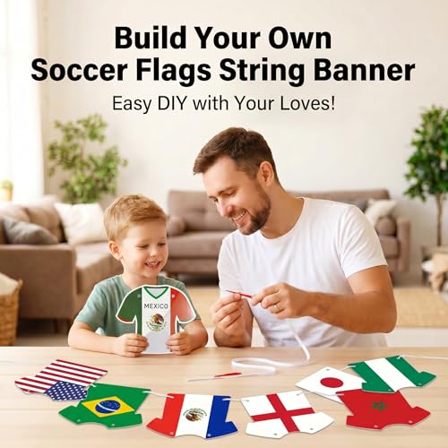 2026 World Soccer Jersey Bunting Banner - 48 Country Flags for Party Decor