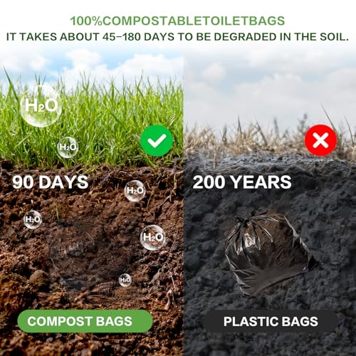 8 Gallon Compostable Portable Toilet Bags - 25 Count Black