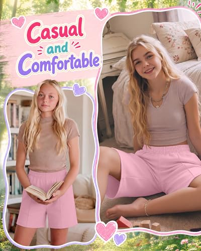 Girls Bermuda Shorts - Casual Straight Leg Shorts with Pockets
