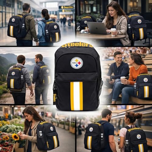 Pittsburgh Steelers Backpack - Triple Stripe Design with Keychain