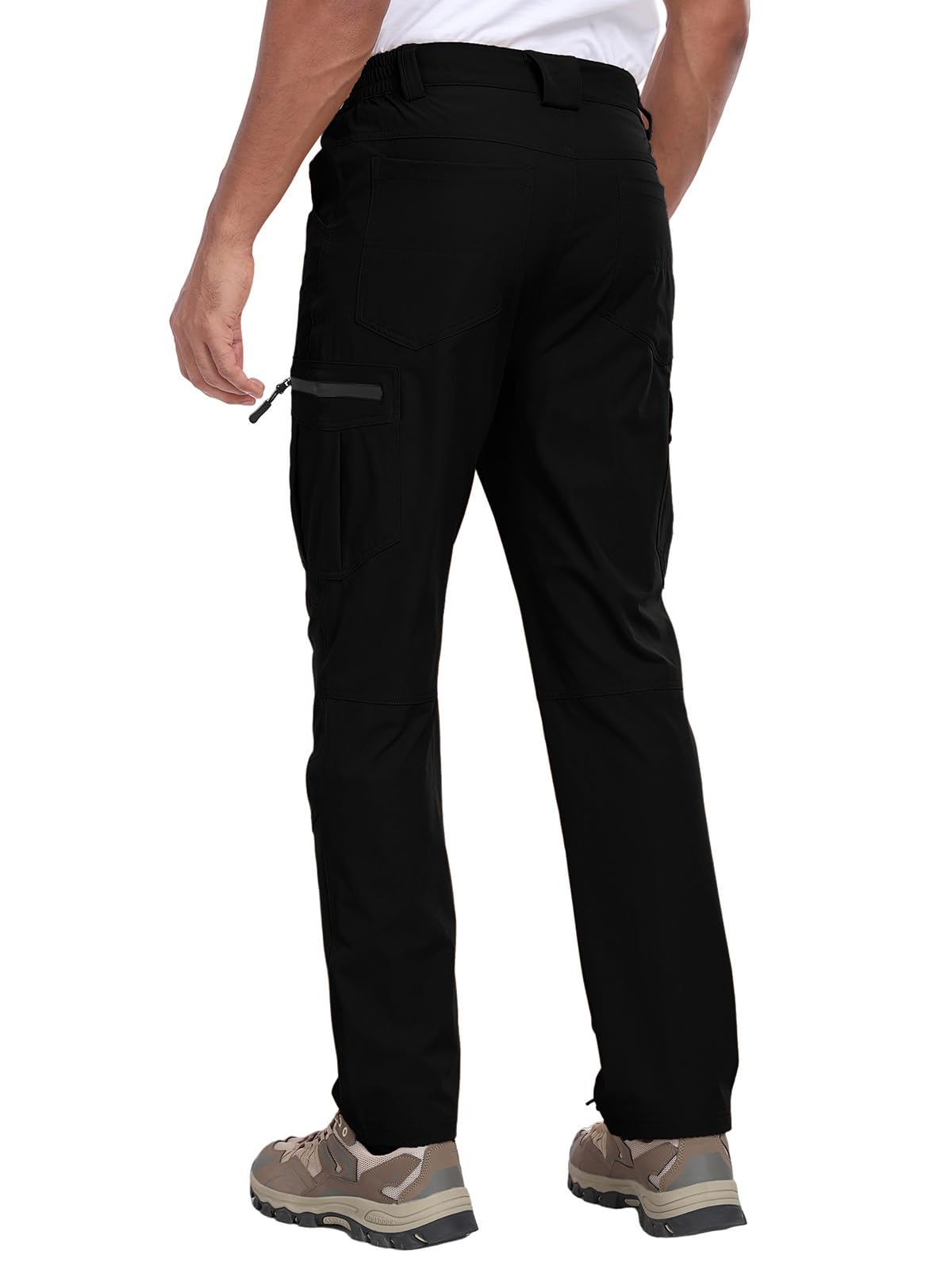 Zalify Men's Hiking Cargo Pants Water Resistant Quick Dry Lightweight Fishing Camping Cycling Travel Outdoor Pants Black M