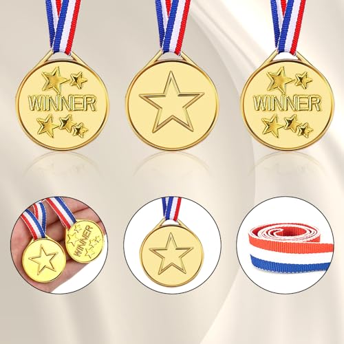 100 Pack Gold Medals for Kids - Plastic Winner Awards