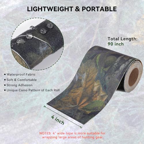 GearOZ Camo Silencing Tape for Hunting 4x90 Inches Self-Adhesive Camouflage Lurk Tape