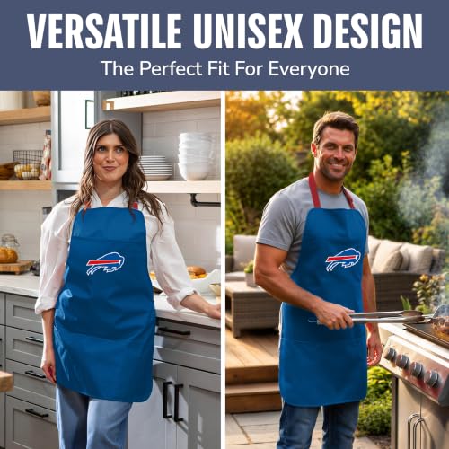 NFL Buffalo Bills Cooking Apron - Blue with Adjustable Straps & Pockets