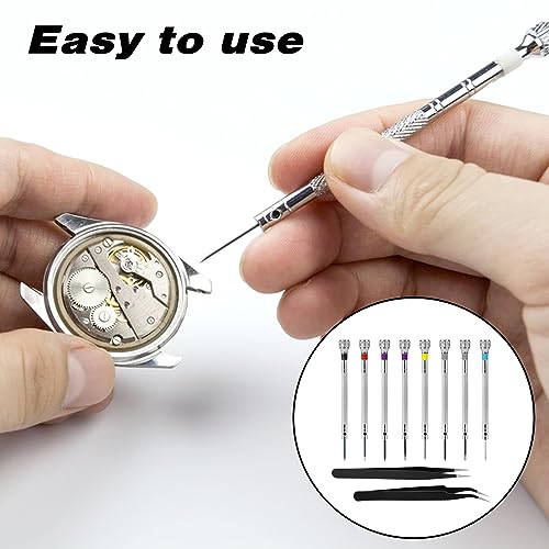 8 Pieces Professional Watch Screwdriver Set Micro Precision Screwdriver Set 0.6-1.6 mm Watch Repair Screwdriver Set with 2 Tweezers for Watch Eyeglasses Repair Jewelry Work Electronics Repair