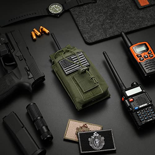 FRTKK Army Green Tactical Radio Holder, Molle Radio Pouch for Two-Way Radios