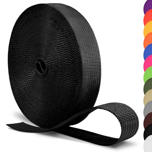 Polypropylene Webbing Strap - 1 Inch, 12 Yards - Black