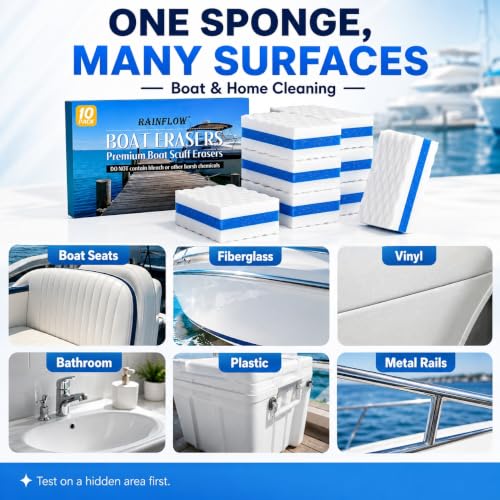 10PCS Boat Scuff Erasers - Thick Cleaning Sponges for Marine Use