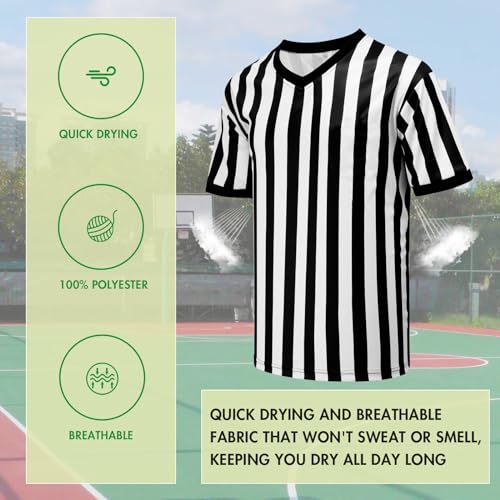 Referee Jersey Kit - 4Pcs V-Neck Shirt, Whistle & Flags - X-Large
