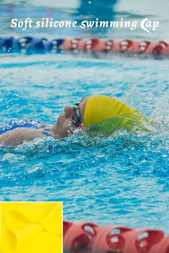 Classic Swim Cap - Soft Silicone, Waterproof, Flexible - Yellow
