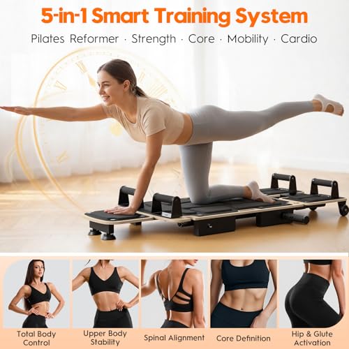 Pilates Reformer Board for Home Workout - 35 Inch with Dual Foot Pads