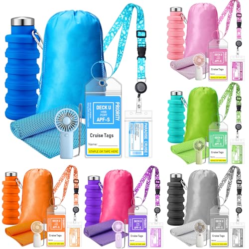 Cruise Ship & Theme Park Essentials Kit - Water Bottles, Towels, Lanyards & Accessories for Travel