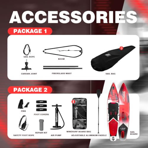 5.0m² Inflatable Windsurf Sail with Board - Red