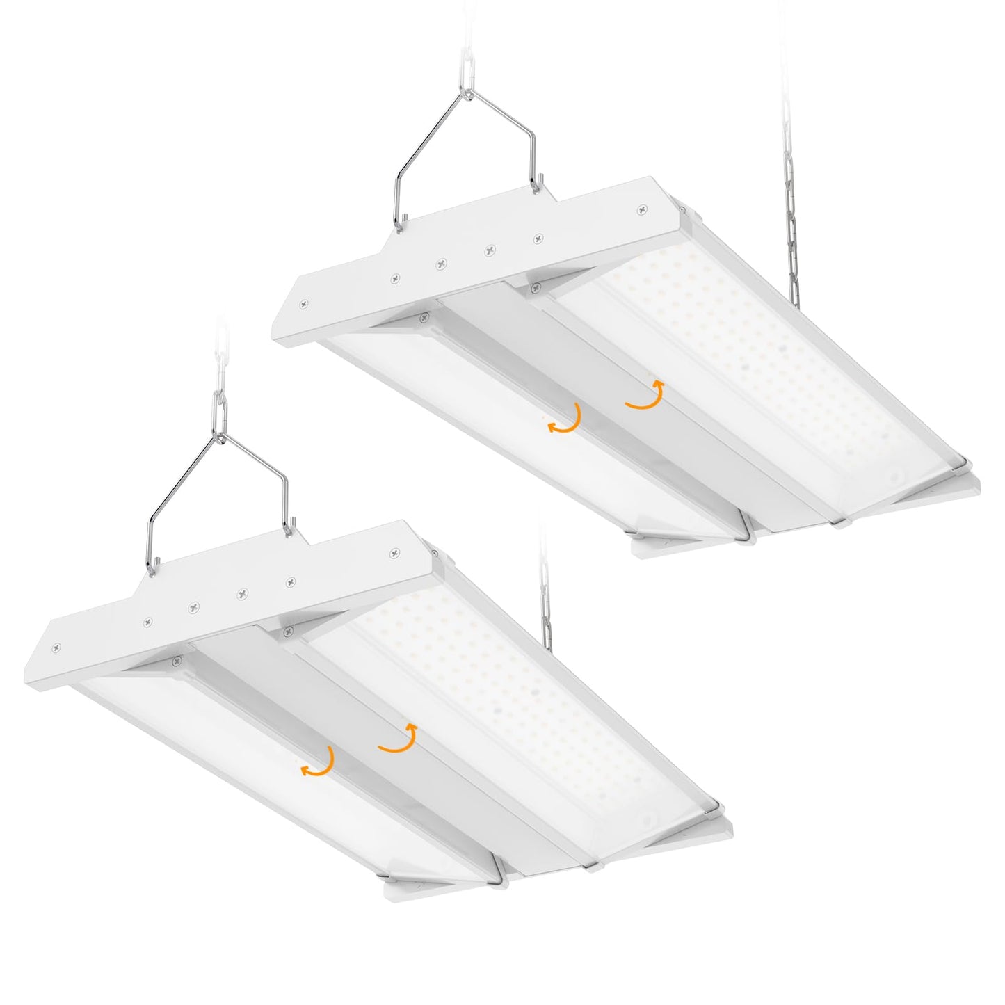 DEMILARE High Bay Led Shop Light 150W 20250LM(135LM/W) 4000K/5000K Switchable Lens Rotatable Linear High Bay Lights 0-10V Dimmable 100-277V Hanging Commercial Lighting for Warehouse