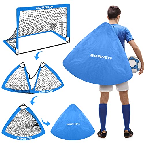 Kids Soccer Goal Set - Portable 6' x 4' & 4' x 3' Nets - Blue