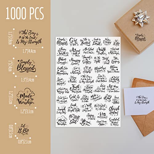 1000 PCS Clear Bible Verse Stickers - Black Text Version