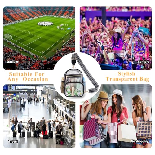 Clear Stadium Purse with Water Bottle Holder - Black-C