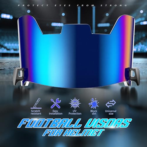 KUBQLIG Blue Tinted Football Helmet Visor - 1 Pack, Clear & Tinted Options