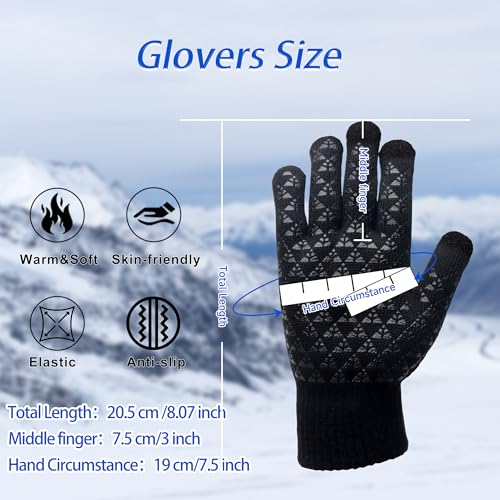 Touchscreen Winter Gloves for Driving and Hiking - Medium Black