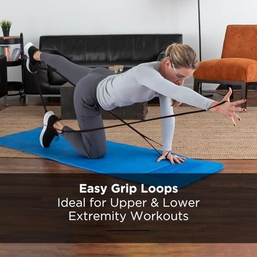 THERABAND CLX Resistance Band with Loops, 2 Pack Fitness Band for Home Exercise Workouts, Portable Workout, Great for Athletes, 5’ Consecutive Loops, 2-Pack Extra Heavy/Special Heavy, Blue-Black