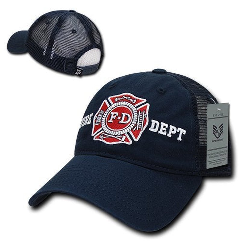 Rapiddominance Fire Dept Relaxed Trucker Caps, Navy