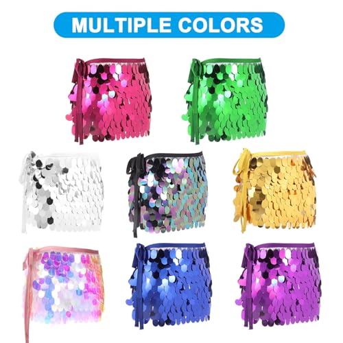 MECCANIXITY Blue Sequin Short Skirt Women's Rave Party Dance Skirt