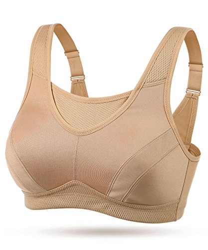 Wingslove Plus Size Sports Bra 36DD Nude Non Padded Wirefree Workout Bounce Control