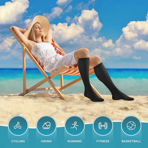 Cerpite 8 Pairs Compression Socks 20-30 mmHg for Men & Women - Large-XLarge Assorted (2-blackskin)
