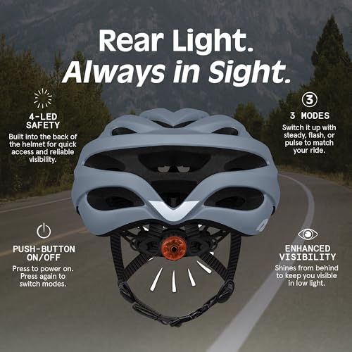 Silas Road Bike Helmet - Adjustable 54-61cm with LED Light - Matte Graphite
